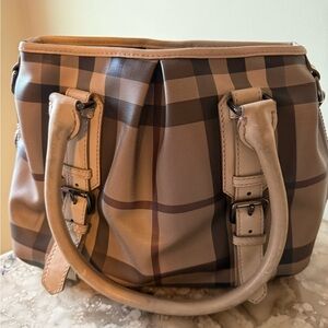 Burberry Beige and Brown Plaid Satchel
